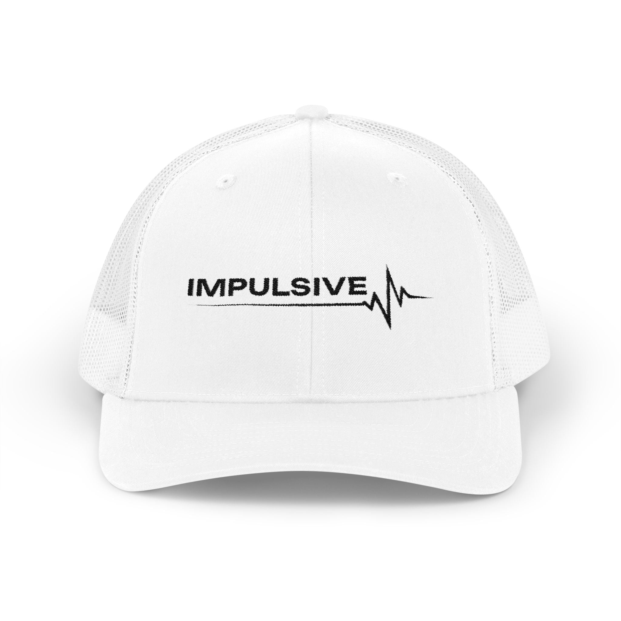 Impulsive Trucker Hat – Snapback Mesh Cap with EKG Wave Logo