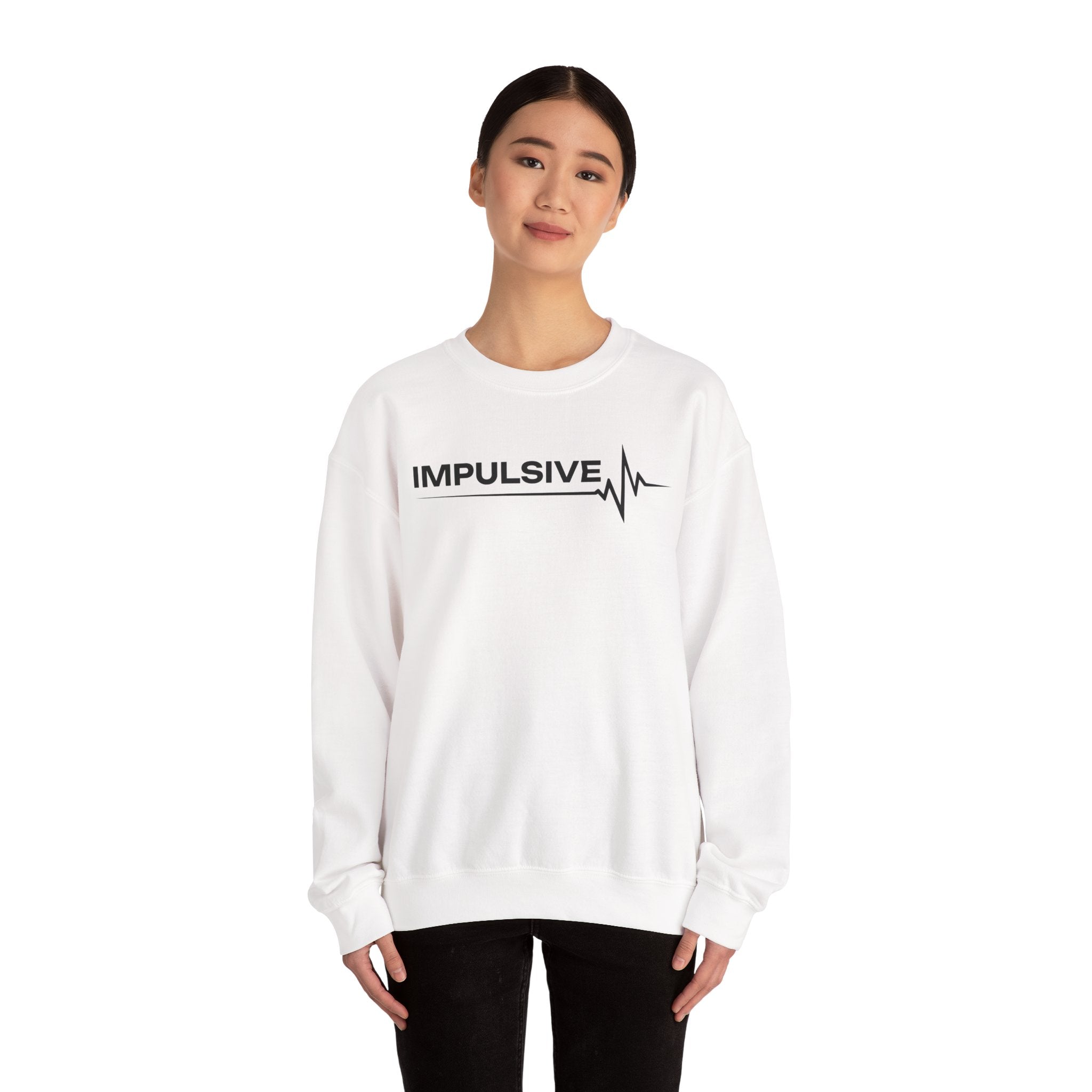 Impulsive Heartbeat Crewneck Sweatshirt — Graphic 'IMPULSIVE' Pulse Design