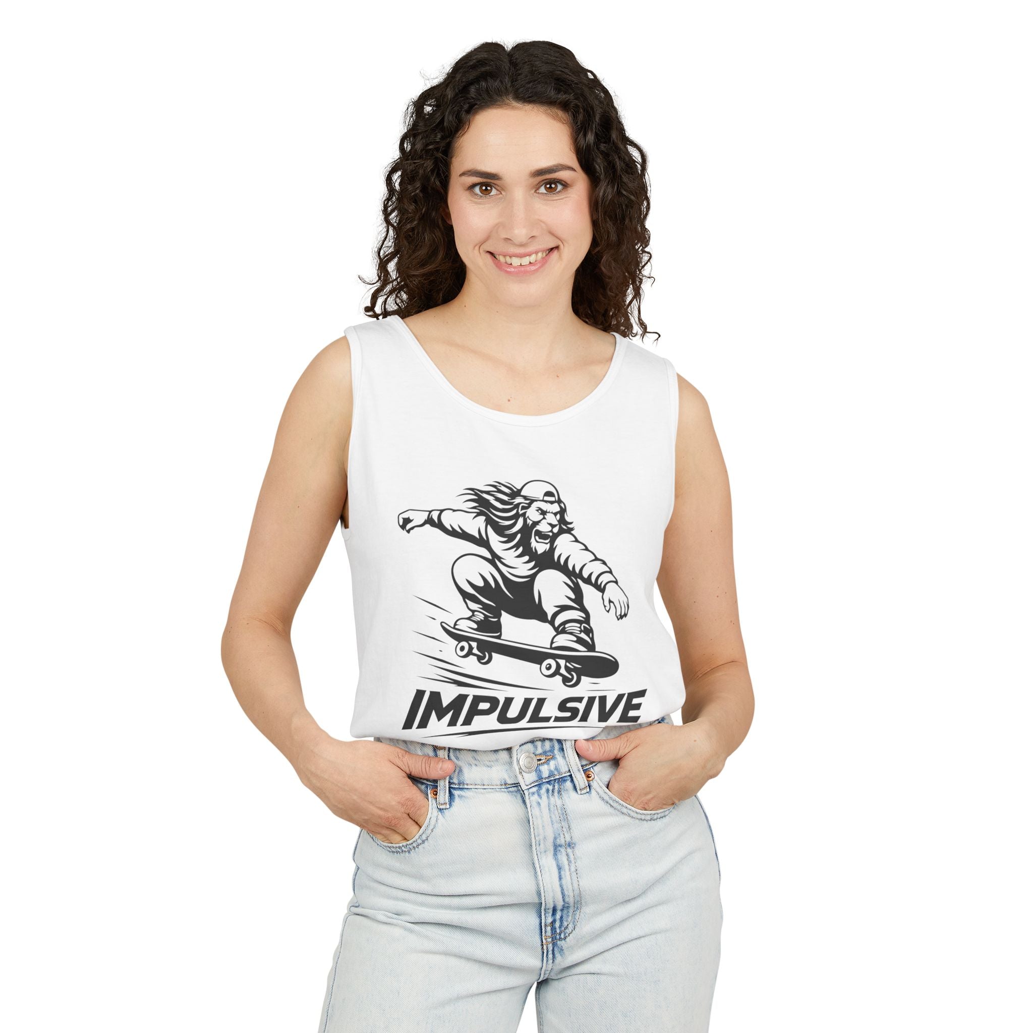 Impulsive Skateboarder Tank Top — Retro Skateboarding Graphic Tank