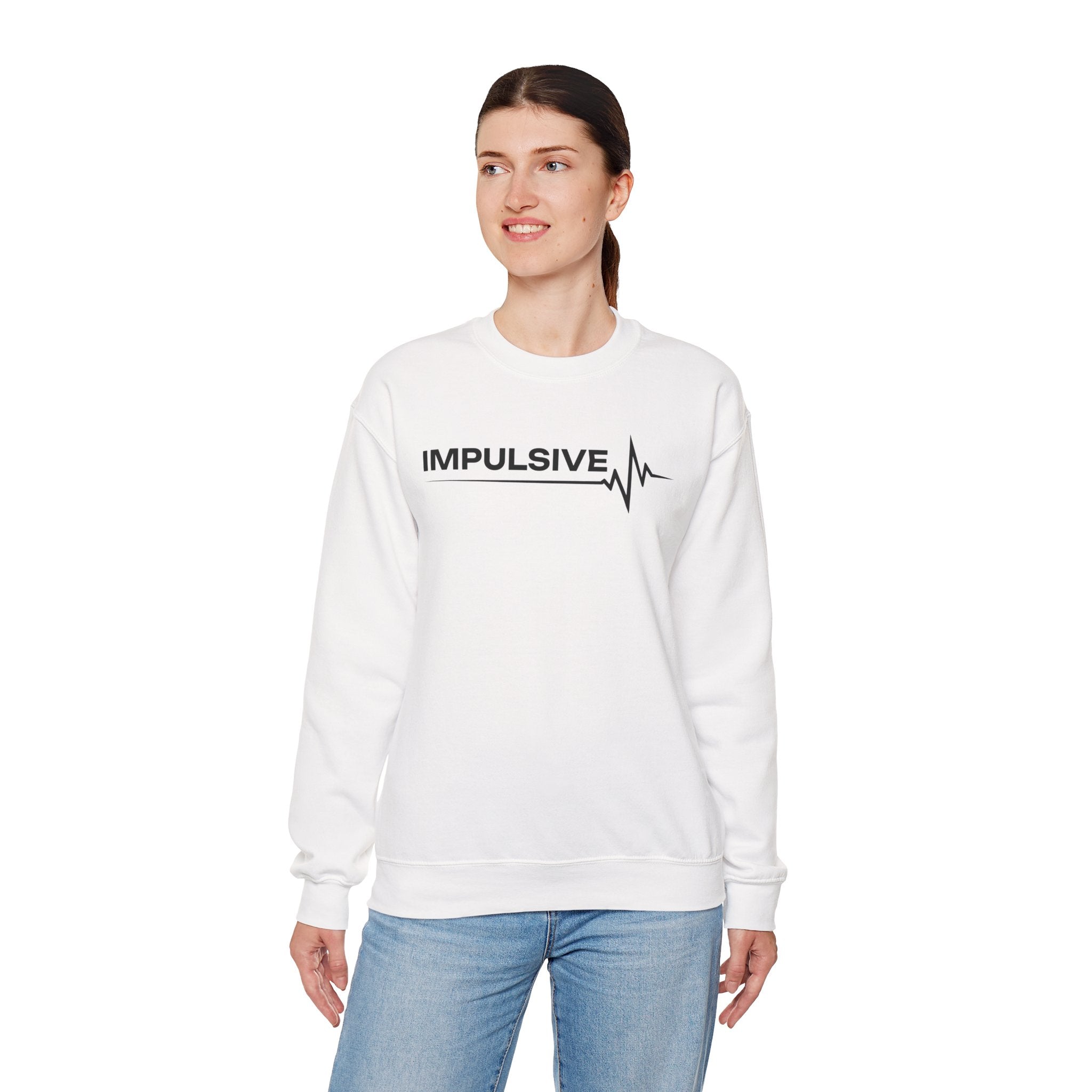 Impulsive Heartbeat Crewneck Sweatshirt — Graphic 'IMPULSIVE' Pulse Design