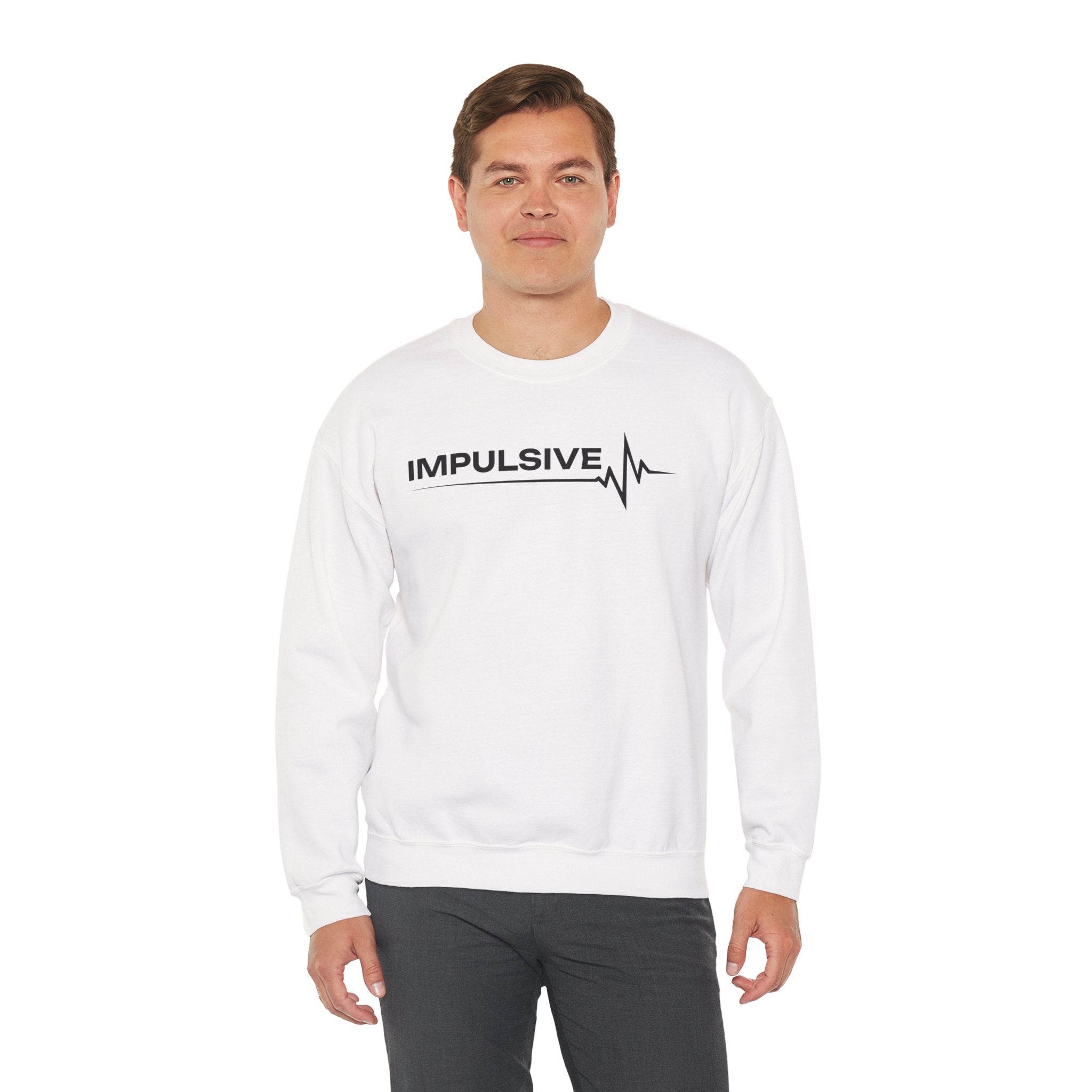 Impulsive Heartbeat Crewneck Sweatshirt — Graphic 'IMPULSIVE' Pulse Design