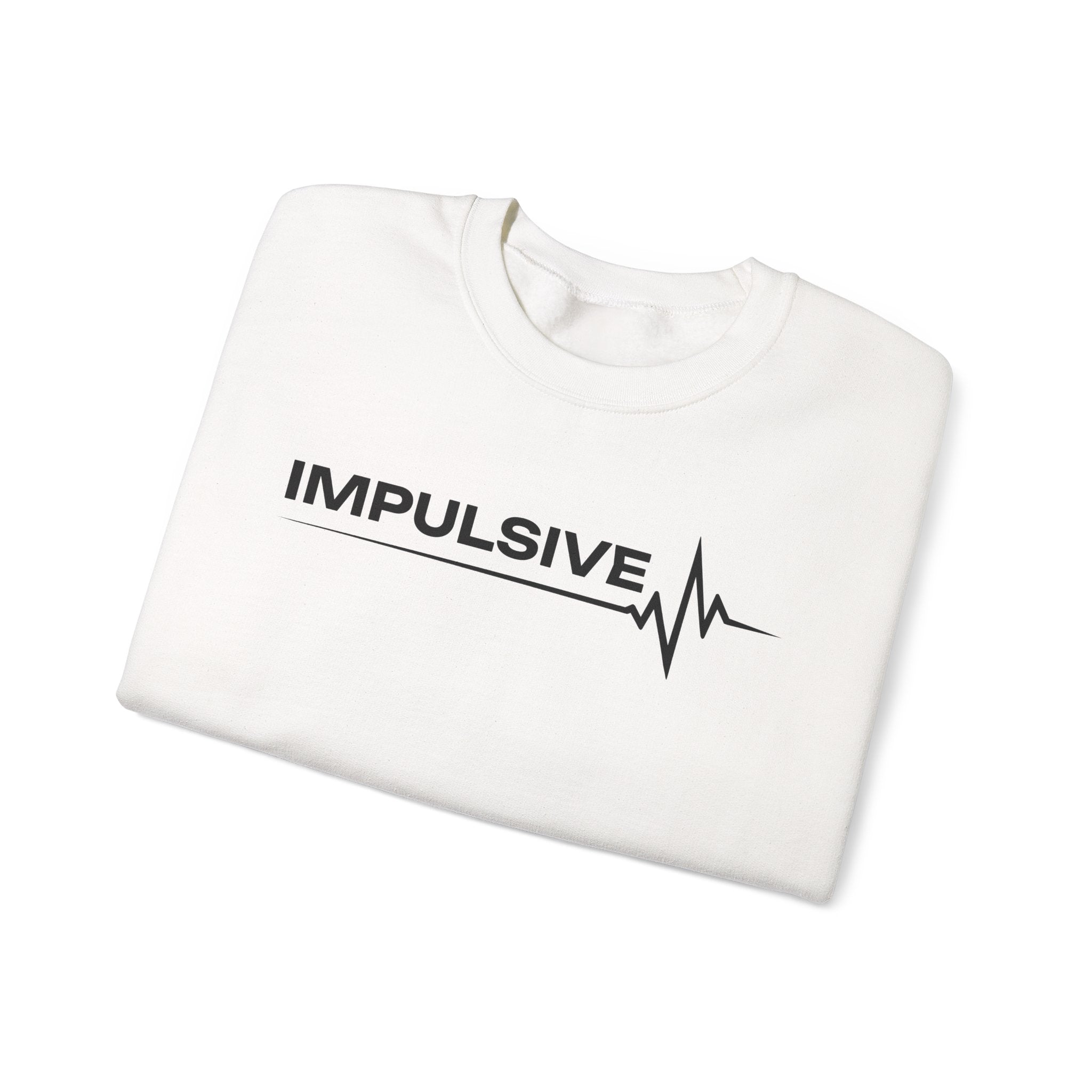 Impulsive Heartbeat Crewneck Sweatshirt — Graphic 'IMPULSIVE' Pulse Design