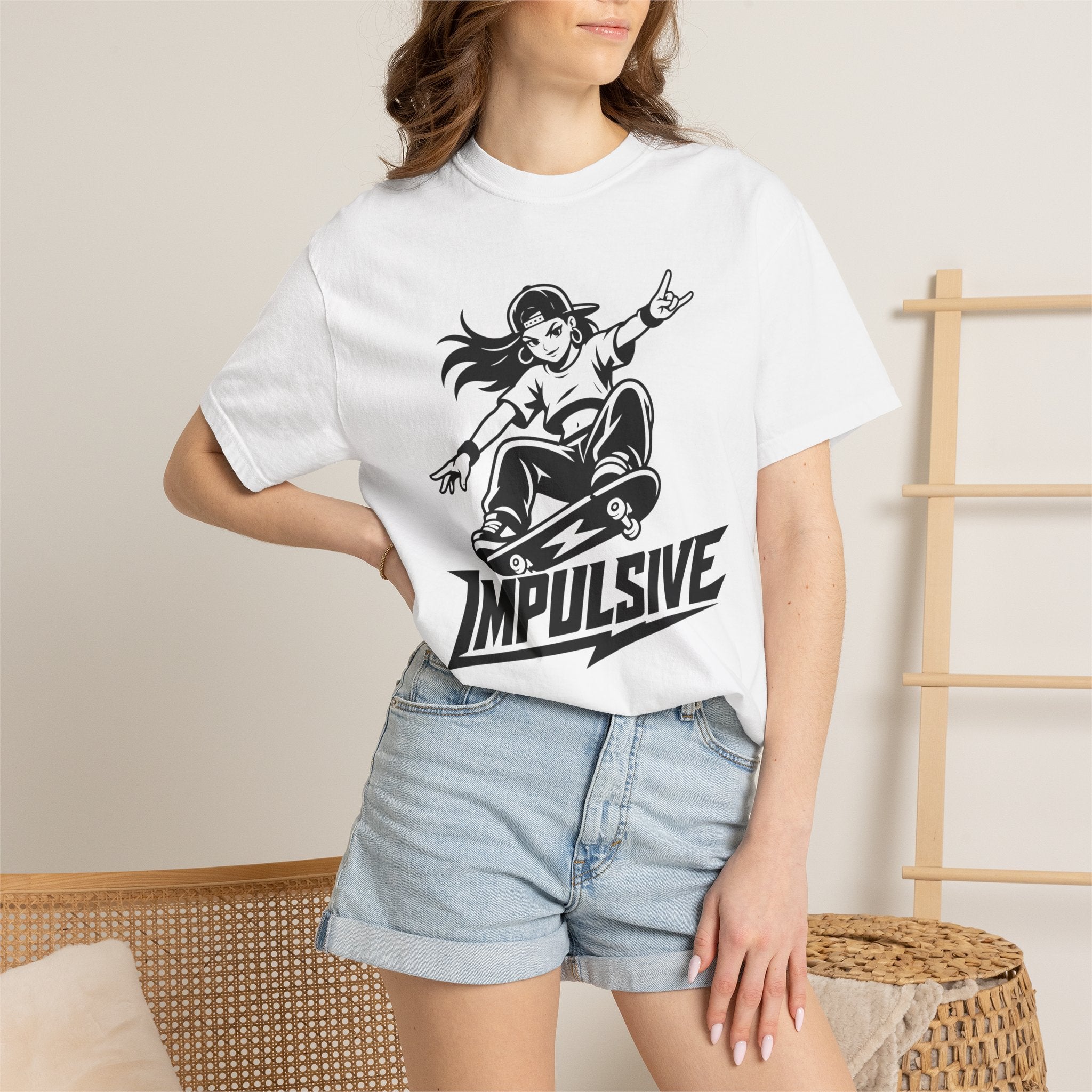 Skater Girl “IMPULSIVE” Graphic T-Shirt
