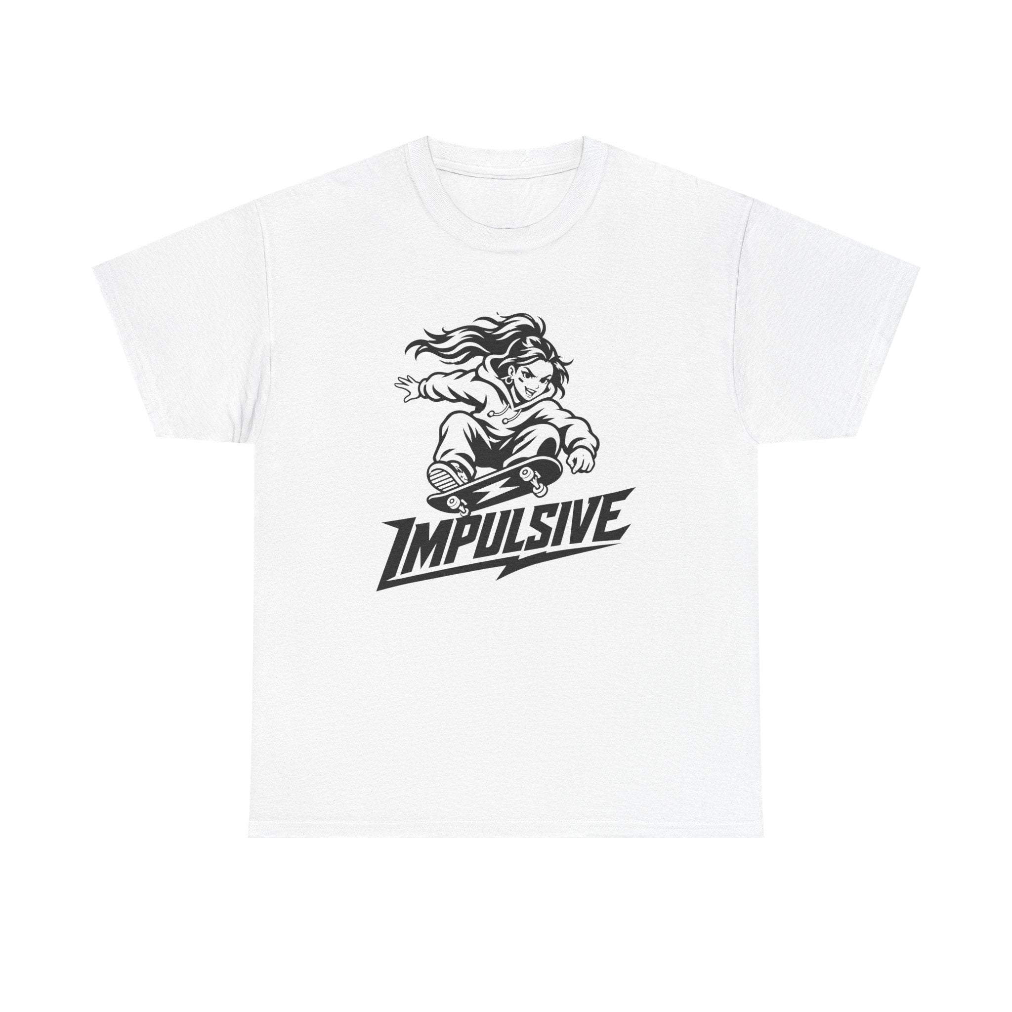 Impulsive Skateboarder T-Shirt — Graphic Skate Tee with 'IMPULSIVE' Text