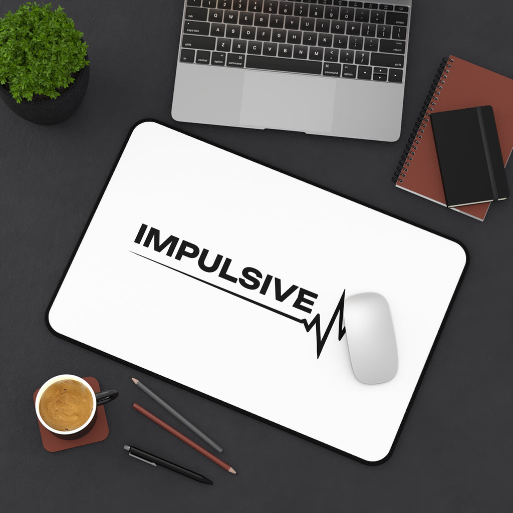 Desk Mat — 'IMPULSIVE' Minimalist Gaming/Work Desk Mat with Heartbeat Logo