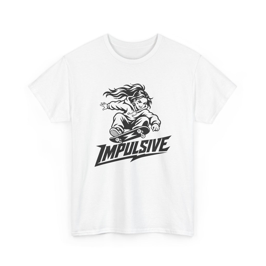 Impulsive Skateboarder T-Shirt — Graphic Skate Tee with 'IMPULSIVE' Text