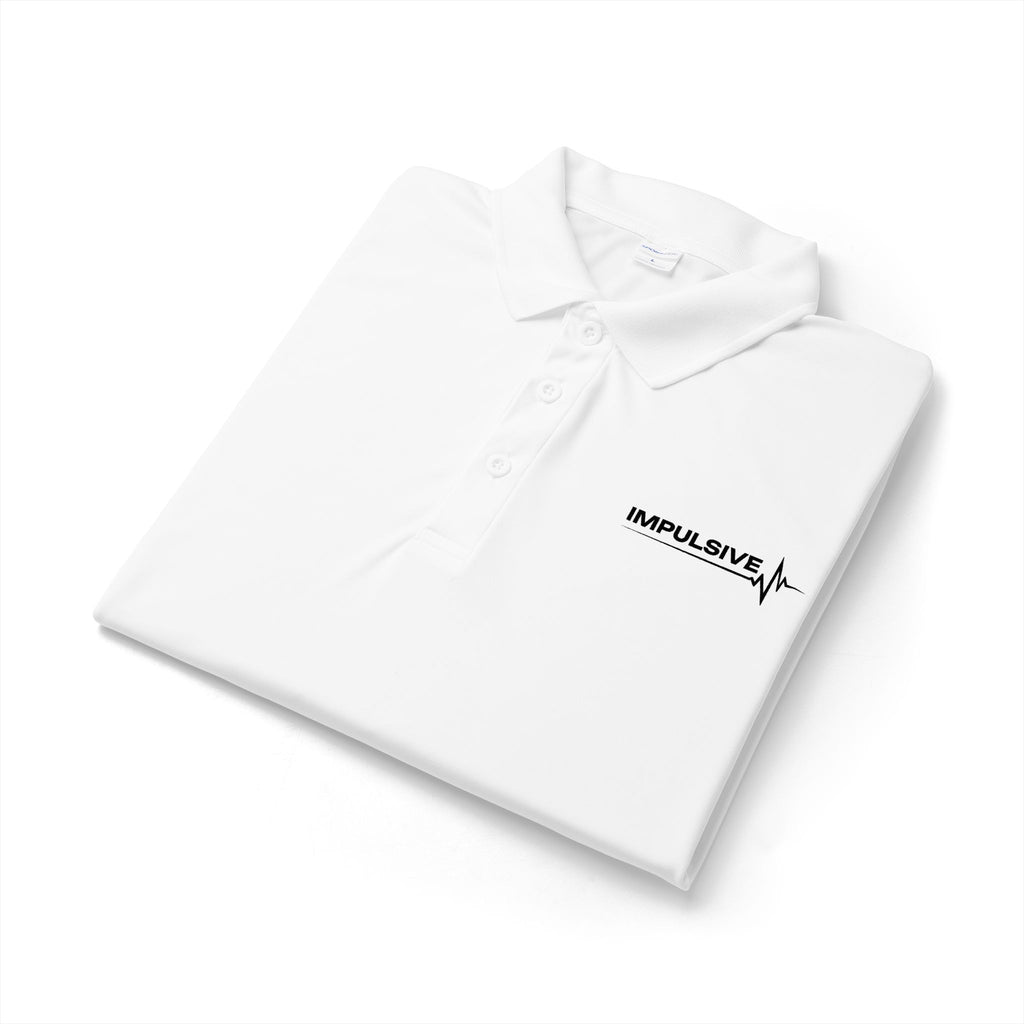 Emblazoned Performance Polo — 'IMPULSIVE' Logo Breathable Golf Shirt