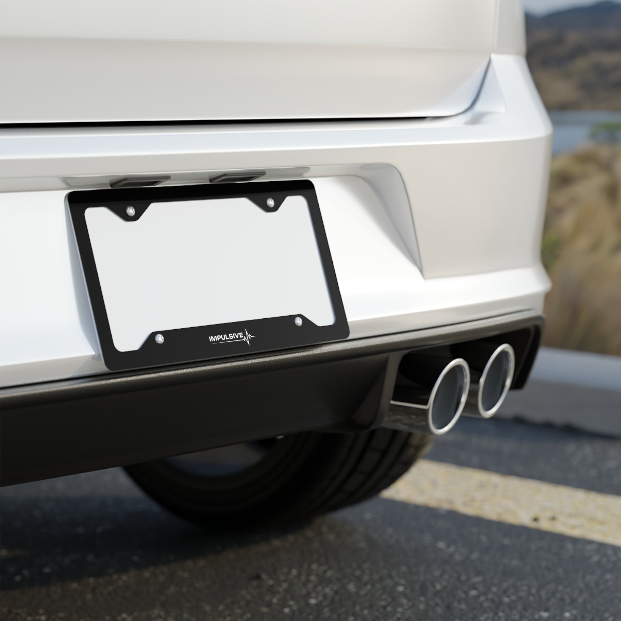 Metal License Plate Frame — Sleek Stainless Steel License Plate Holder (Impulsive Logo)