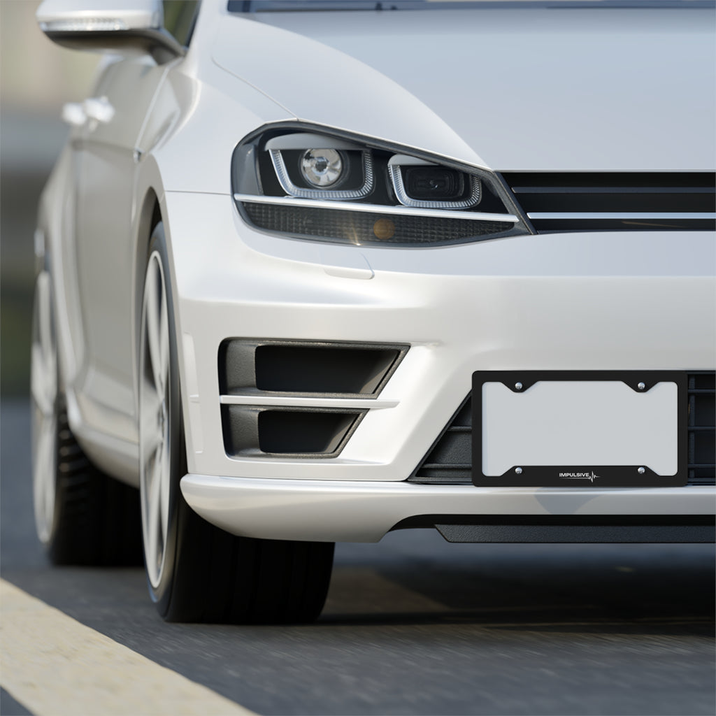 Metal License Plate Frame — Sleek Stainless Steel License Plate Holder (Impulsive Logo)