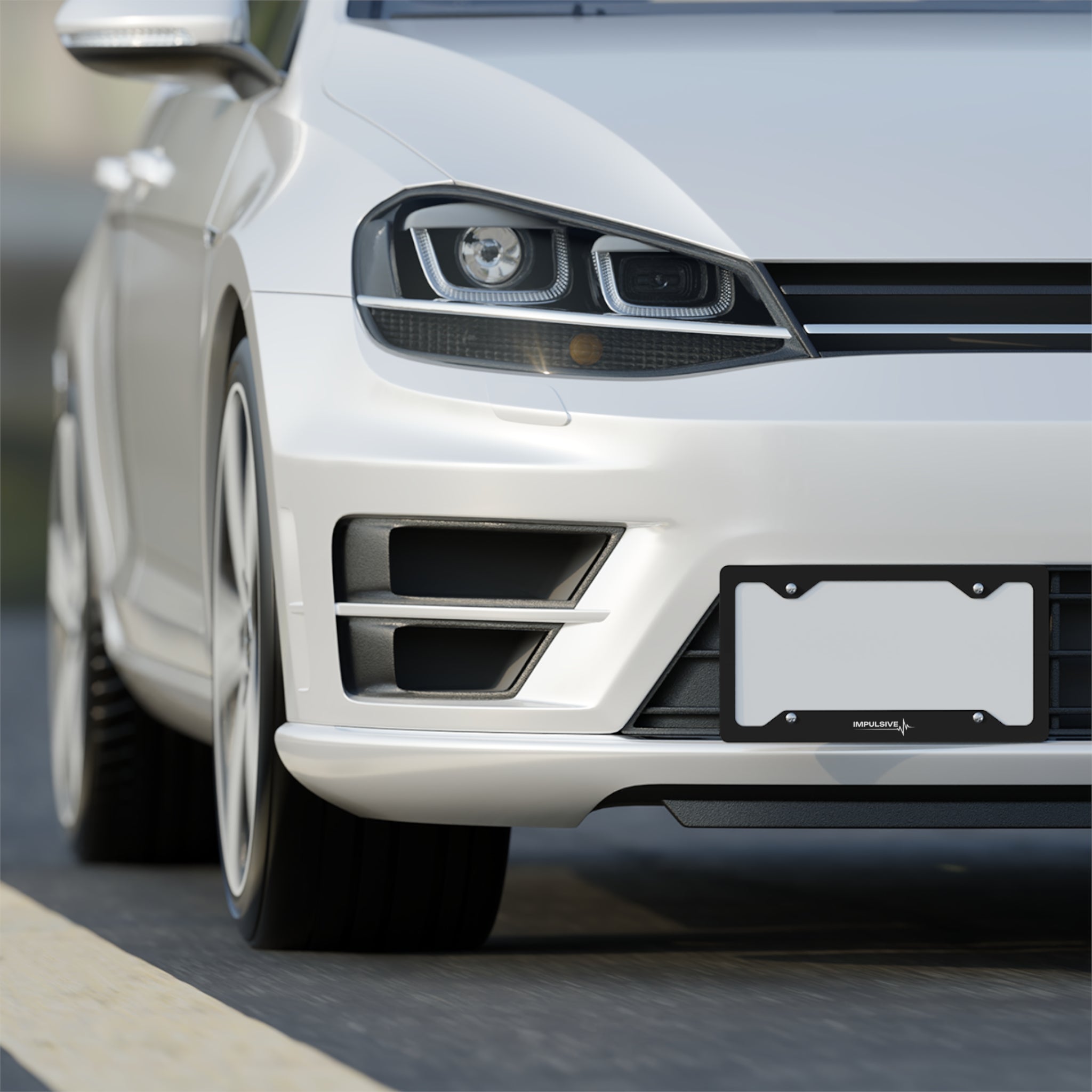 Metal License Plate Frame — Sleek Stainless Steel License Plate Holder (Impulsive Logo)
