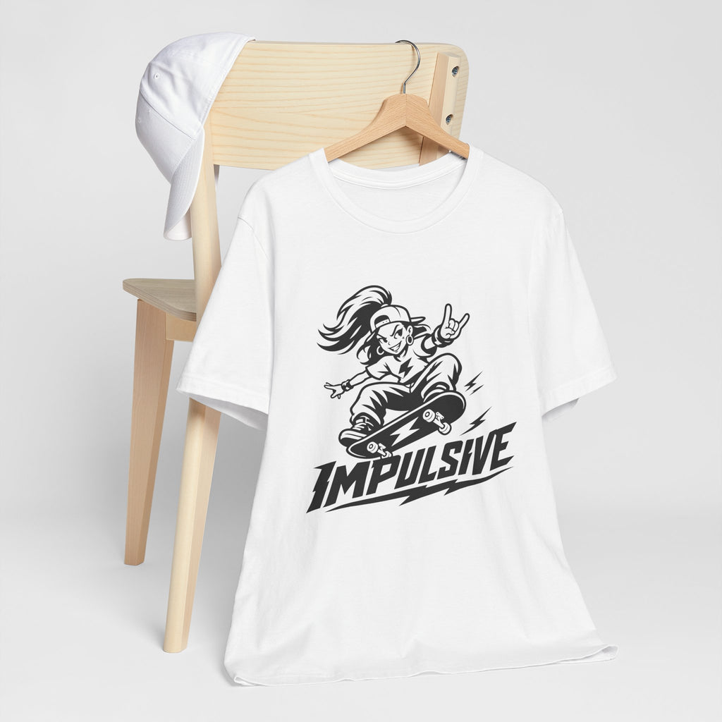 Impulsive Skateboarder Tee — Bold Graphic Skateboarding Shirt