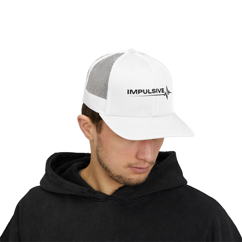 Impulsive Trucker Hat – Snapback Mesh Cap with EKG Wave Logo